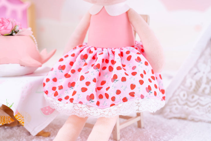 Strawberry Plush Doll With Two Hair Bows