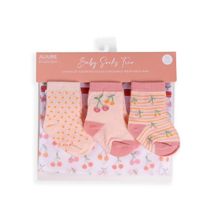 Baby Socks Trio Cherry Cute