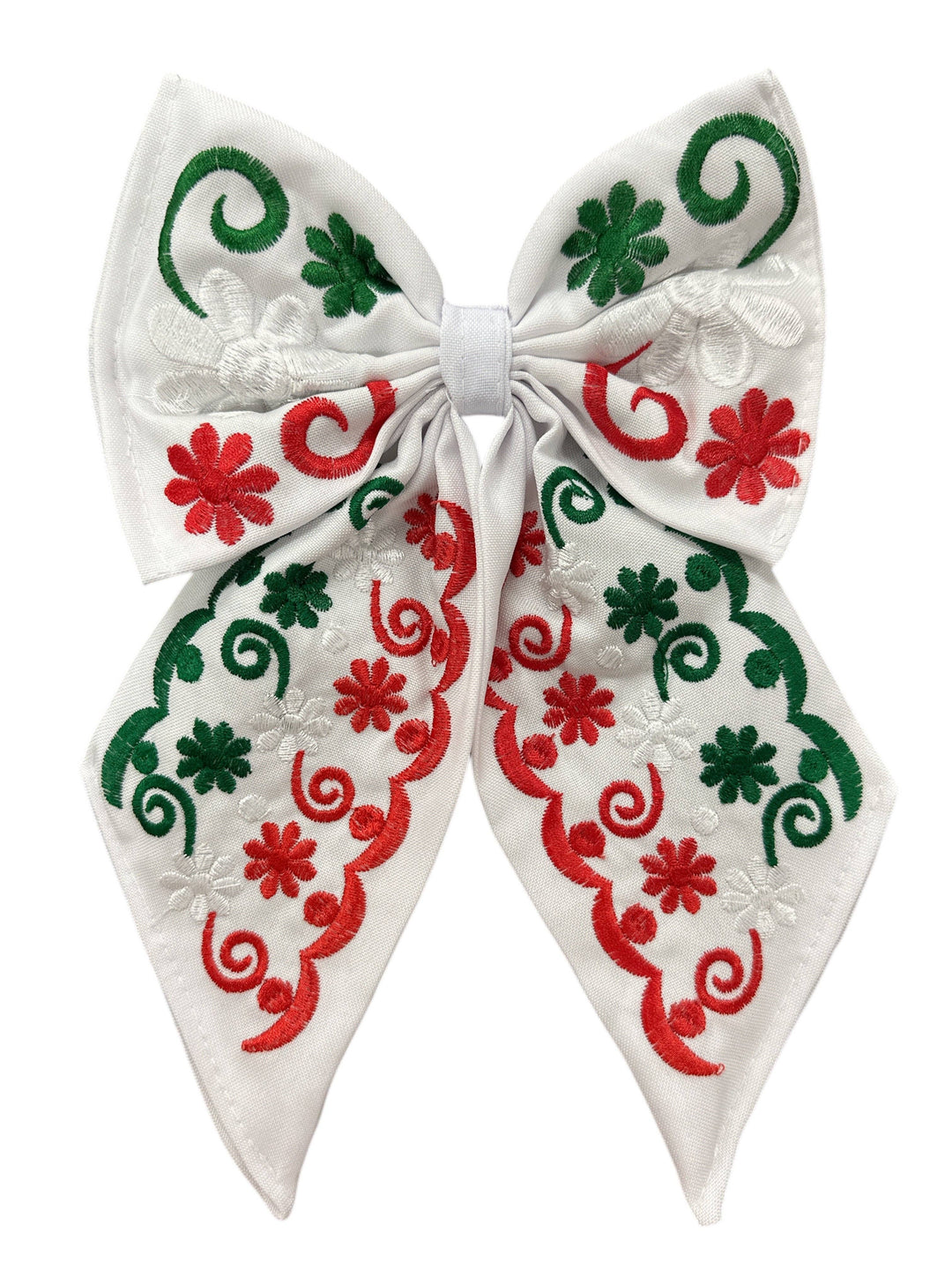 Tricolor Floral Embroidered bow: Black