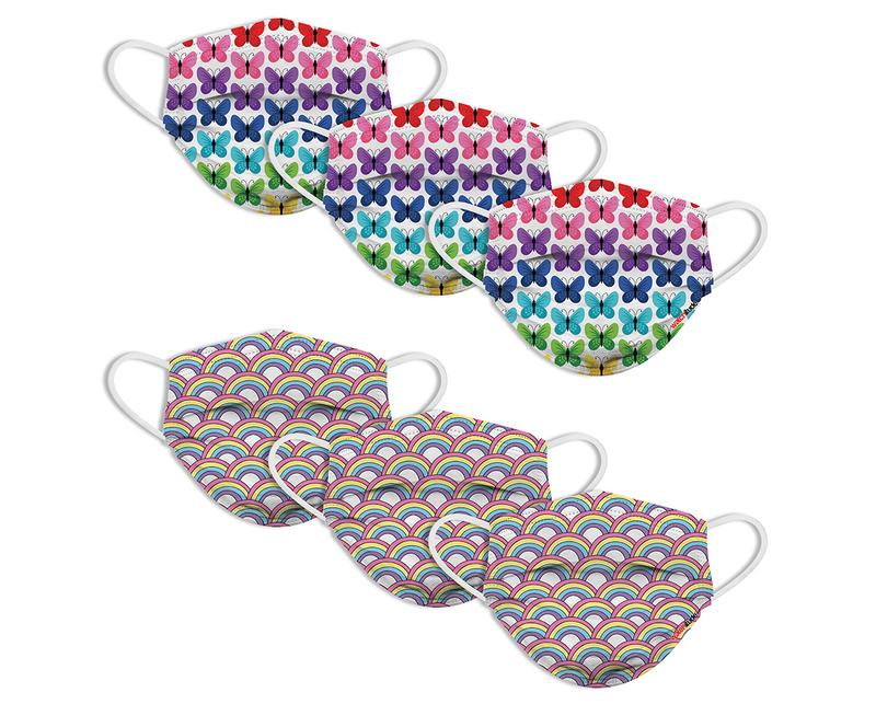 Kid's Disposable Mask 6 pack- Butterfly & Rainbow